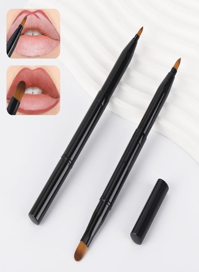 acDesign 4 Pcs Retractable Lip Brush for Lipstick - Dual Head Lipstick Brush With Cap for Women(Black) - Image 3