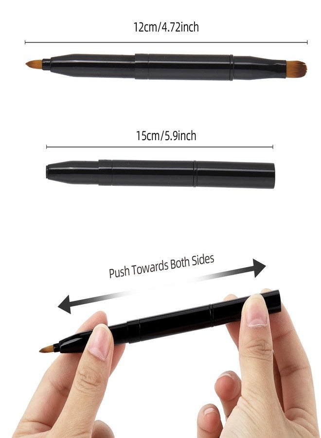 acDesign 4 Pcs Retractable Lip Brush for Lipstick - Dual Head Lipstick Brush With Cap for Women(Black) - Image 2