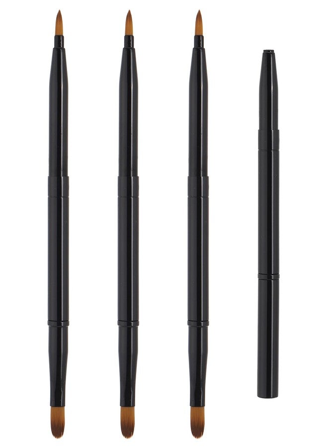 acDesign 4 Pcs Retractable Lip Brush for Lipstick - Dual Head Lipstick Brush With Cap for Women(Black) - Image 1