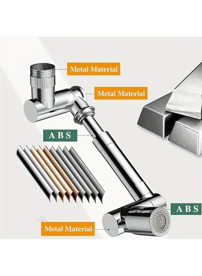 Crystal Silvery Retractable Bathroom Sink Faucet 1440 Rotation Two Modes Water Saving Splash Proof - Image 5