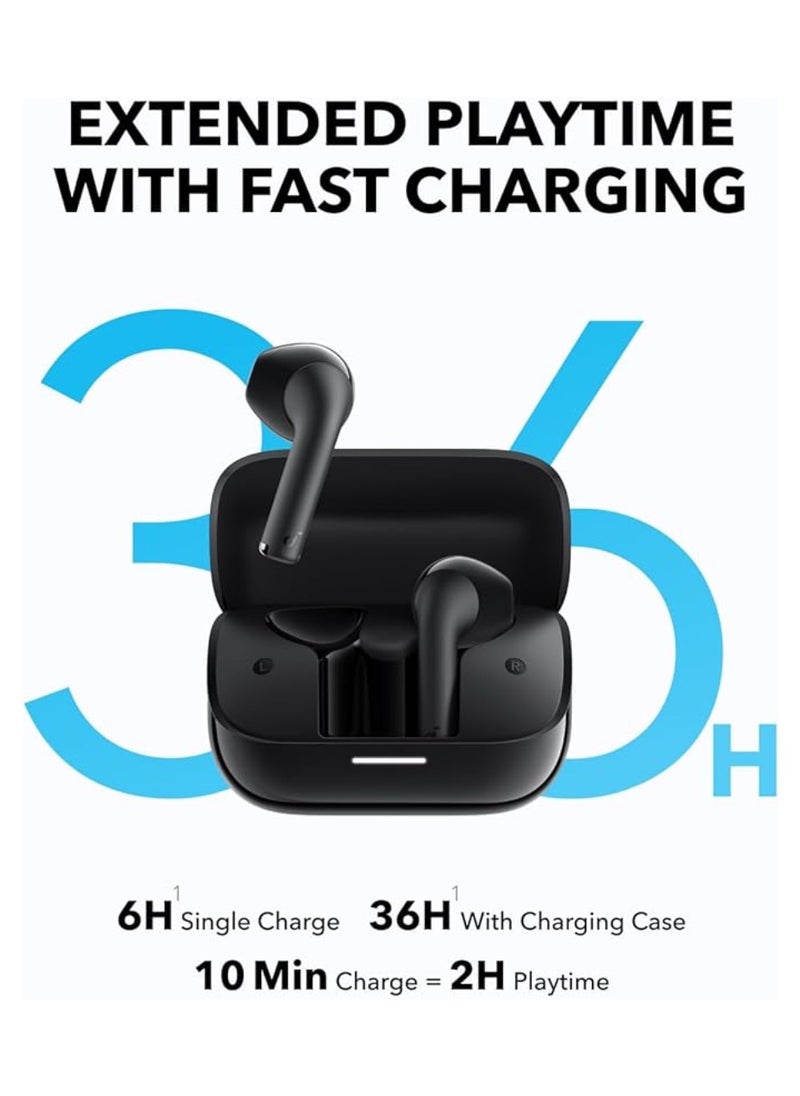 Panvil - K20i, Semi-in-Ear Earbuds, Bluetooth Wireless, 36H Playtime, Fast Charge, Clear Sound, Comfortable Fit, ENC 2-Mic Clear Calls, Custom EQ, IPX5, Bluetooth 5.3, App Control (Black) - Image 1
