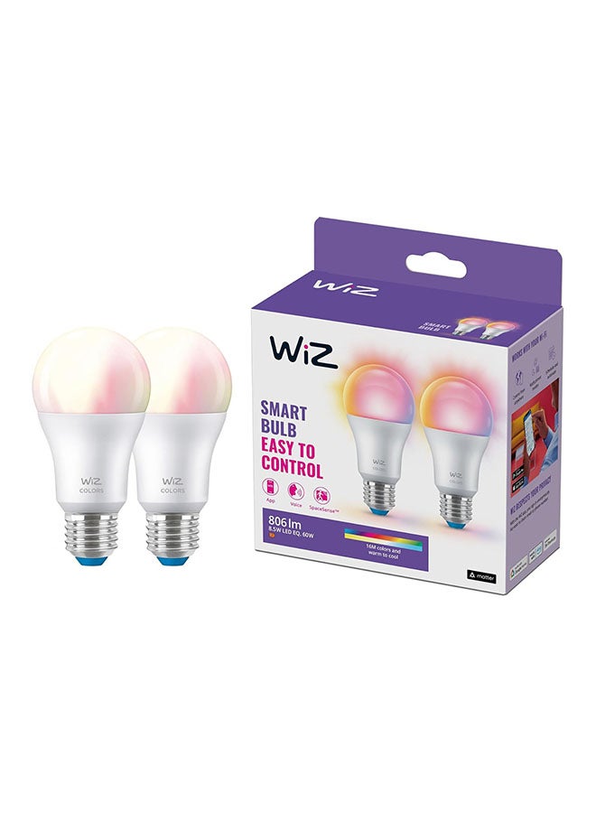 Wiz مصباح LED ذكي A60 E27، 60 واط، RGB، واي فاي وبلوتوث، يعمل مع أليكسا ومساعد جوجل - عبوة 2 - Image 1