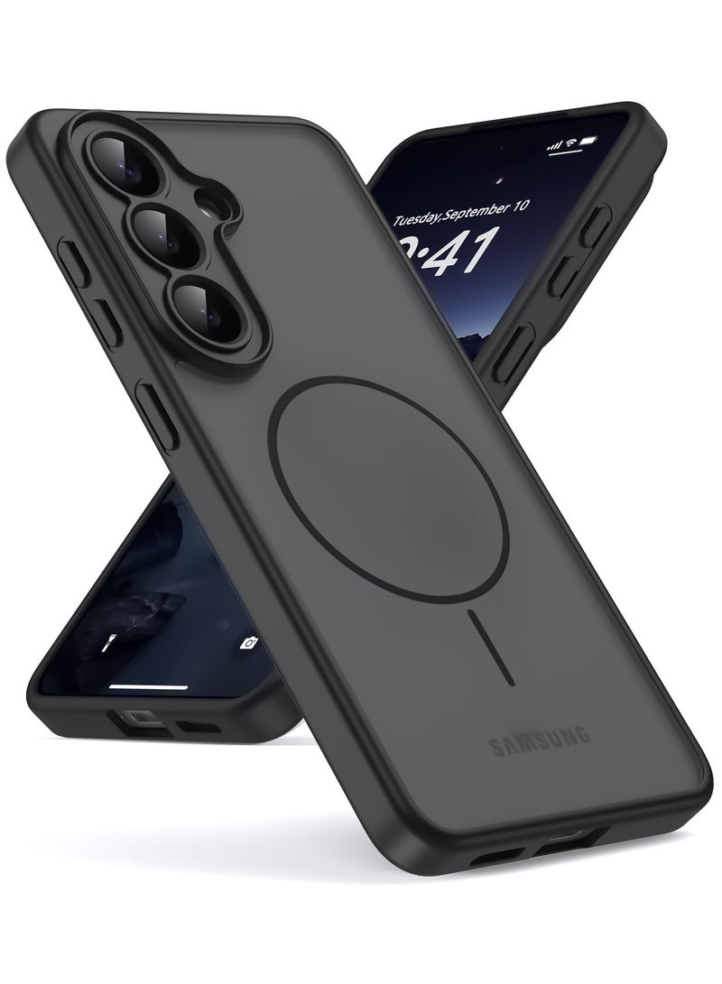 Shockproof Matte Case - Translucent Back Cover with Circular Design and Built-in Camera Protection For Samsung Galaxy A15 (Black)