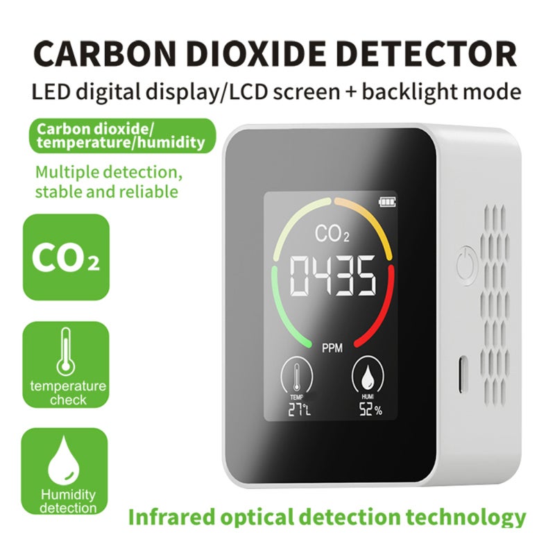 Indoor Portable CO2 Detector Multifunctional Thermohygrometer Home Digital Air Detector Intelligent Air Quality Analyzer Household Air Pollution Monitor - Image 2