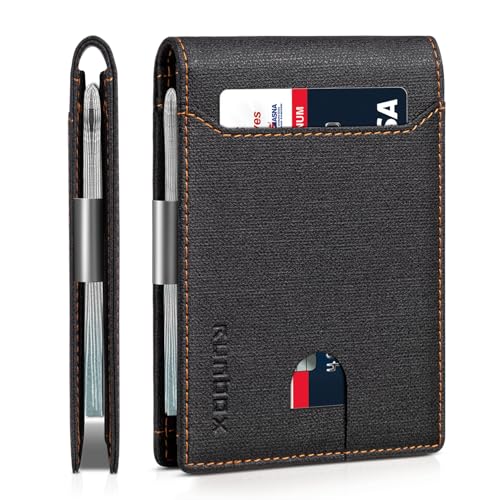 RUNBOX Slim Wallets for Men - Leather Money Clip Mens Wallet - RFID Blocking Front Pocket Bifold Wallet - Thin Credit Card Holder with Gift Box - Image 1