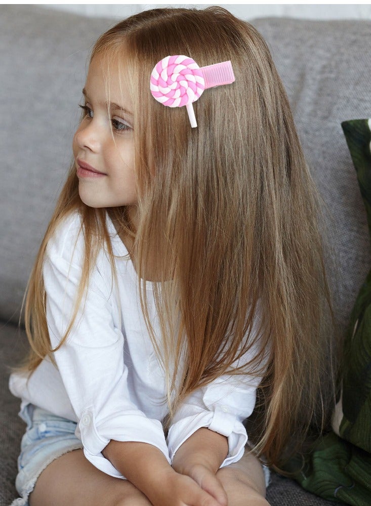 MARGOUN 8 Packs For Hair Clips Cloud Ornaments and Lollipop Colourful Flatback Polymer Hair Clips - Image 4