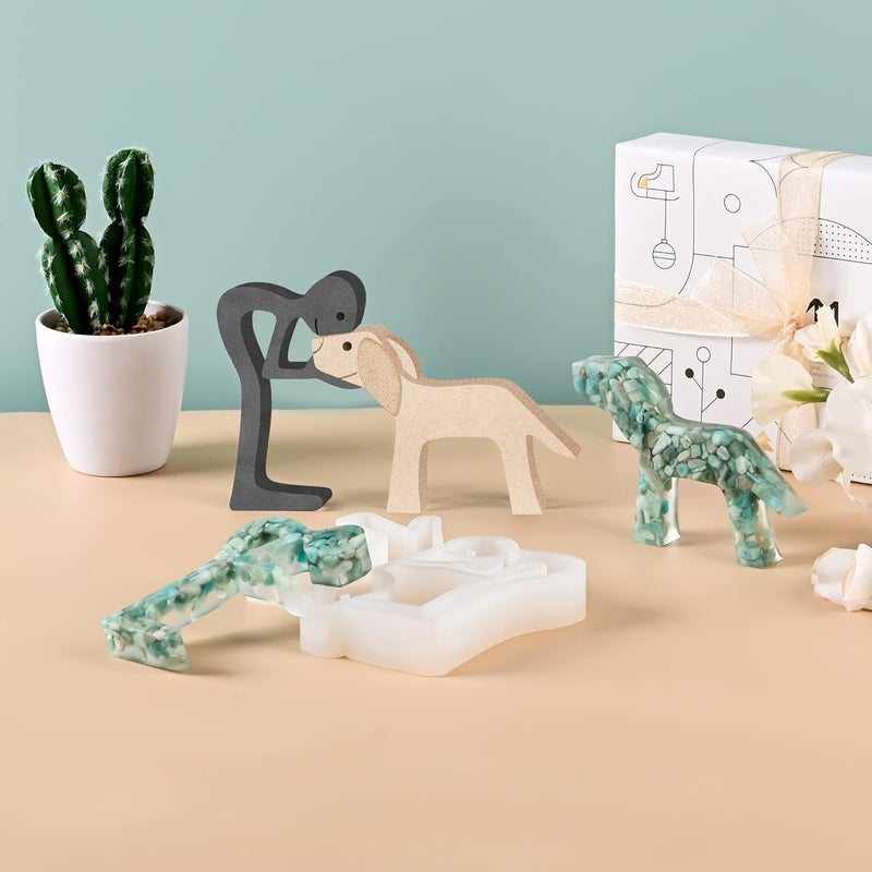 dooda Man and Dog Statue Resin Molds Silicone, Resin Ornament Molds Knick Knacks Home Decor, Silicone Molds for Epoxy Animal Sculptures Collection, Chritmas Epoxy Molds Gifts for Men Women - Image 5