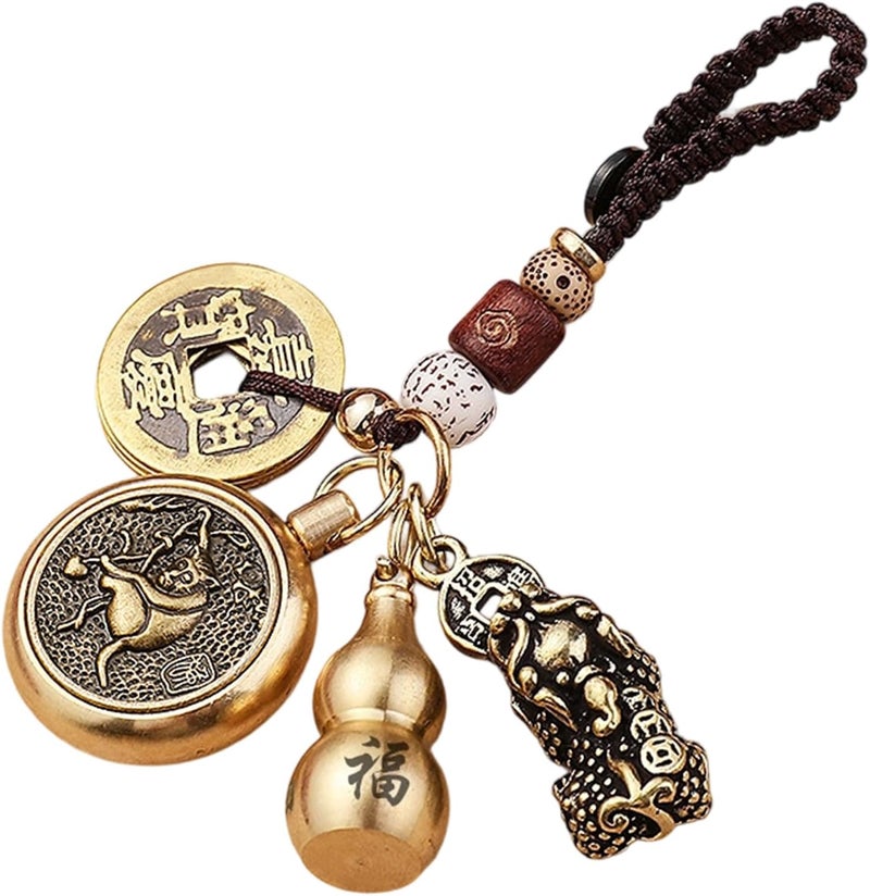 Vintage Brass Keychain Pendant Decorative Accessories Car Interior Hanging Pendant Lucky Charm Animal Themed Craft Brass - Image 3