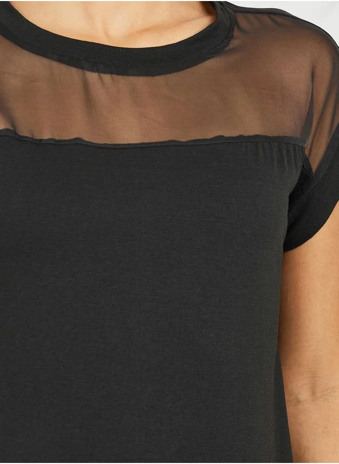 ستايلي Mesh Insert Regular Fit T-Shirt