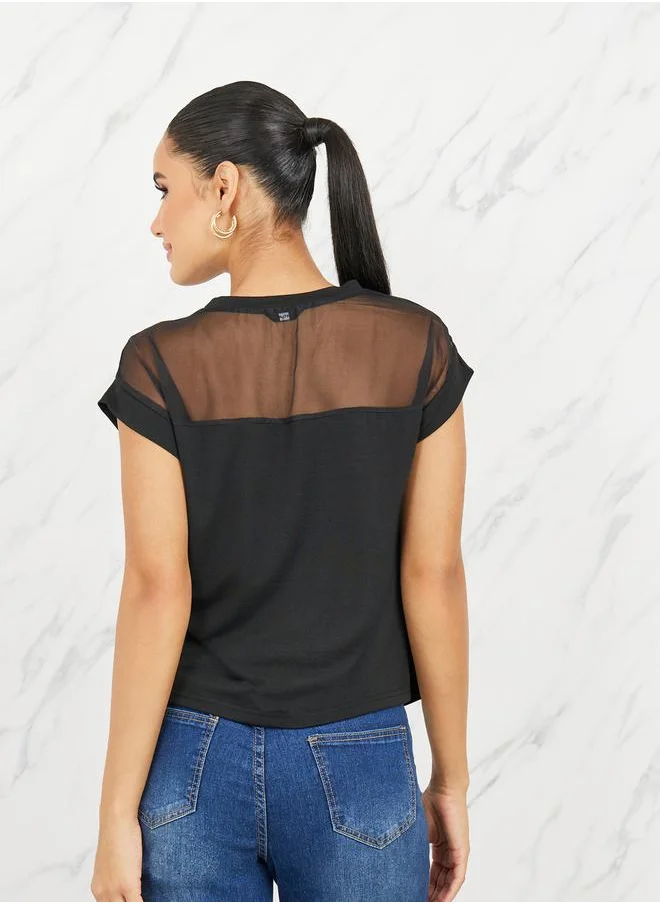 ستايلي Mesh Insert Regular Fit T-Shirt