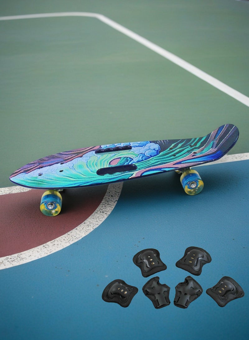 إيزي فيتشور لوح تزلج سهل الاستخدام للأطفال - لوح تزلج صغير الحجم للأولاد والبنات من سن 6 إلى 12 عامًا، لوح تزلج صغير كامل قصير للشباب والمراهقين والمبتدئين، بما في ذلك مجموعة معدات الحماية - Image 5