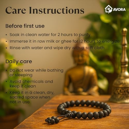 AVORA Certified Karungali Bracelet for Men & Women | Natural Black Ebony Wood Beads | Original Karungali Mala Bracelet for Pooja, Meditation & Spiritual Protection | Adjustable - Image 4