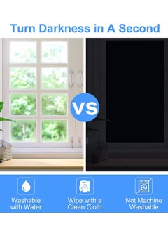 KASTWAVE Blackout Blind, Portable Blackout Blinds Stick On Window No Drill, Blackout Material Blinds Blackout Curtains for Bedroom Nursery Loft Travel RV Car 300x145cm  - Image 5