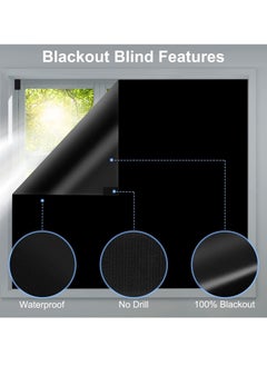 KASTWAVE Blackout Blind, Portable Blackout Blinds Stick On Window No Drill, Blackout Material Blinds Blackout Curtains for Bedroom Nursery Loft Travel RV Car 300x145cm  - Image 2