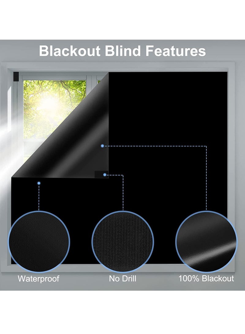 KASTWAVE Blackout Blind, Portable Blackout Blinds Stick On Window No Drill, Blackout Material Blinds Blackout Curtains for Bedroom Nursery Loft Travel RV Car 300x145cm - Image 2