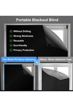 KASTWAVE Blackout Blind, Portable Blackout Blinds Stick On Window No Drill, Blackout Material Blinds Blackout Curtains for Bedroom Nursery Loft Travel RV Car 300x145cm  - Image 4