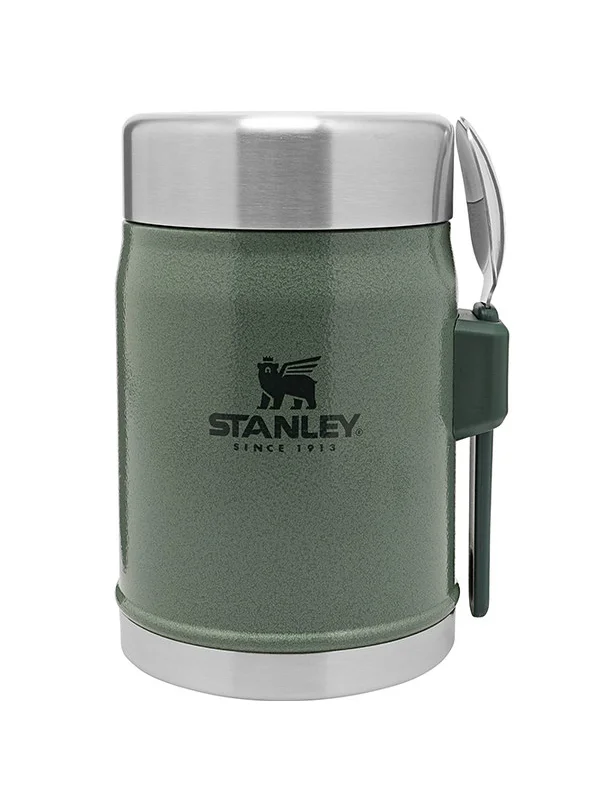 ستانلي Stanley Classic Legendary Food Jar 0.4L / 14 OZ Hammertone Green with spork â€“ BPA FREE Stainless Steel Food Thermos | Keeps Cold or Hot for 7 Hours | Leakproof | Lifetime Warranty | Dishwasher safe