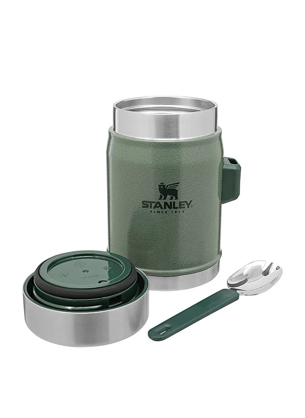 ستانلي Stanley Classic Legendary Food Jar 0.4L / 14 OZ Hammertone Green with spork â€“ BPA FREE Stainless Steel Food Thermos | Keeps Cold or Hot for 7 Hours | Leakproof | Lifetime Warranty | Dishwasher safe