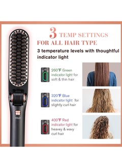 General Hair Straightening Brush, Collapsible Hair Straightener and Hair Clip with Built-in Comb, 3 Temperature Settings, 2-in-1 Hair Straightening Brush for Salon Results, Perfect for Traveling  - Image 3