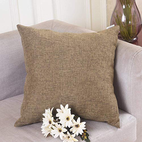 Khooti Jute Cushion Cover, Throw Pillow Cover for Couches, Chairs, Sofas, Beds, Coffee Tables, Living Rooms, Bedrooms, Modern Boho Design, | Set of 3 16x16 Inch, Light Umber - Image 1