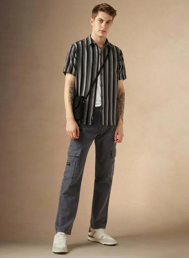Dennis Lingo Dennis Lingo Striped Relaxed Fit Spread Collar Shirt
