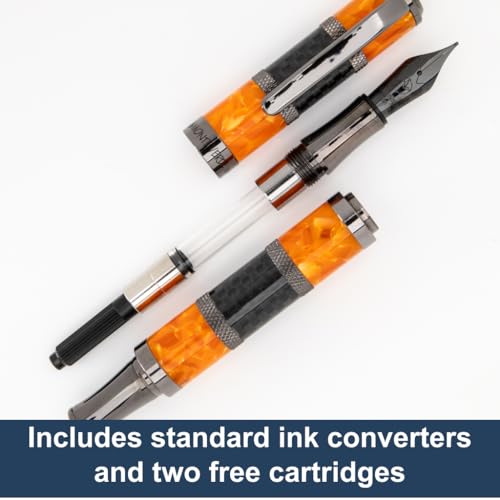 Monteverde USA Regatta Sport Fountain Pen in Orange and Carbon Fiber - Broad Nib, Luxury Refillable Pen with Gunmetal Accents, Premium Gift - Image 4