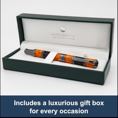 Monteverde USA Regatta Sport Fountain Pen in Orange and Carbon Fiber - Broad Nib, Luxury Refillable Pen with Gunmetal Accents, Premium Gift - Image 5