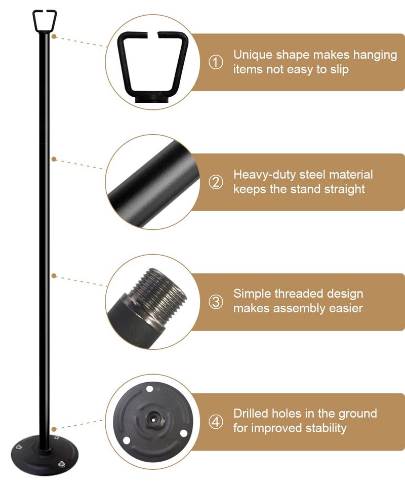 Queension 10FT Ground Base String Light Poles for Outdoor String Lights for Garden, Backyard, Patio Lighting Stand for Parties, Bistro & Weddings, 4.2lbs, 2 Pack - Image 4