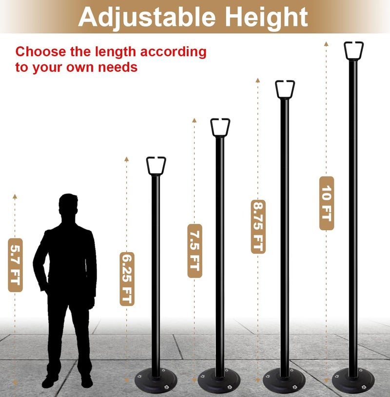 Queension 10FT Ground Base String Light Poles for Outdoor String Lights for Garden, Backyard, Patio Lighting Stand for Parties, Bistro & Weddings, 4.2lbs, 2 Pack - Image 2