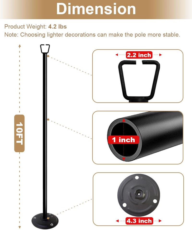 Queension 10FT Ground Base String Light Poles for Outdoor String Lights for Garden, Backyard, Patio Lighting Stand for Parties, Bistro & Weddings, 4.2lbs, 2 Pack - Image 3