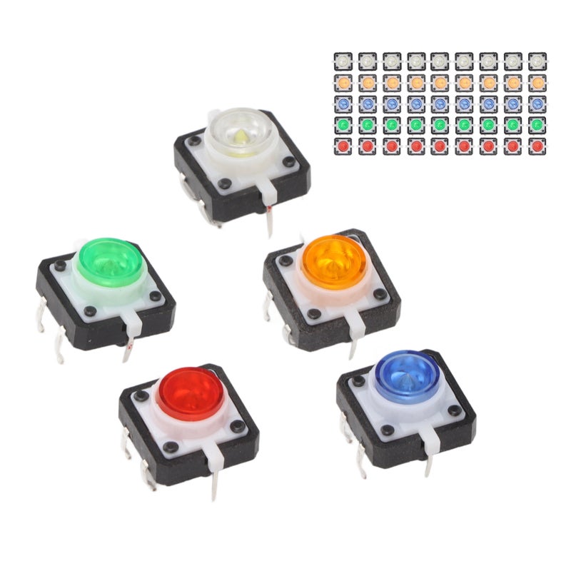 Tactile Push Button Switch: 50 Pcs 5 Colors ABS Material - Led Light Indicator Mini Momentary Push Button for Diy Electronics, Control Panel & Breadboard Use - Image 5