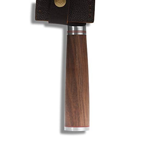 YOUSUNLONG Chef's Knives SE 7 Inch Damascus steel Japanese Hammered Designed For Women - Natural Walnut Wooden Handle with Leather Sheath - Image 5