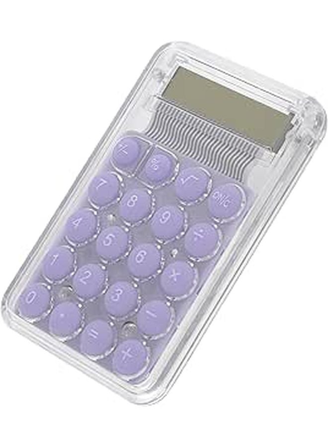 Purple Mini Pocket Calculator 8 Digit Display Handheld For School Office Learning - Image 1