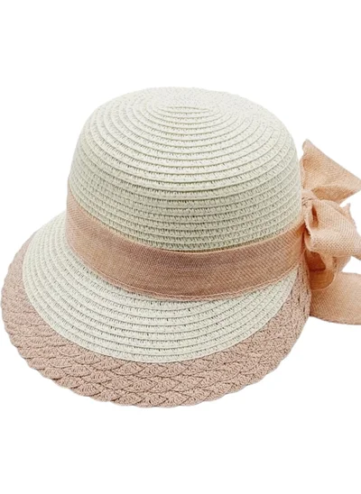 تيزجيلسين Women's Bow Organic Straw Summer Hat