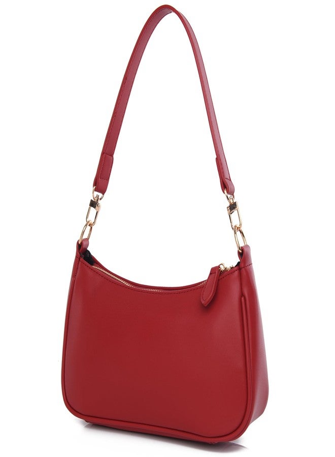 feujury Shoulder Bag for women Crossbody Bags Retro Classic Small Hobo Purse Clutch Tote Handbags with Zipper Closure, Red, Small - Image 1