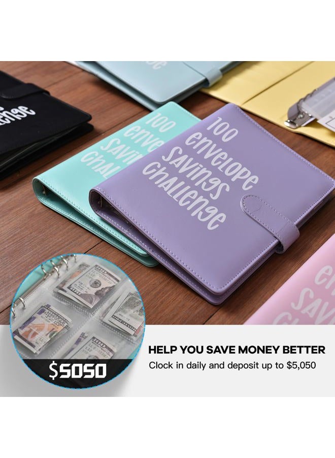 ARRLSDB 100 Envelopes Challenge Binder, 100 Envelopes Money Saving Challenge, A5 Money Saving Budget Binder with Cash Envelopes to Save $5,050 Budget Planner Black (Pink) - Image 5