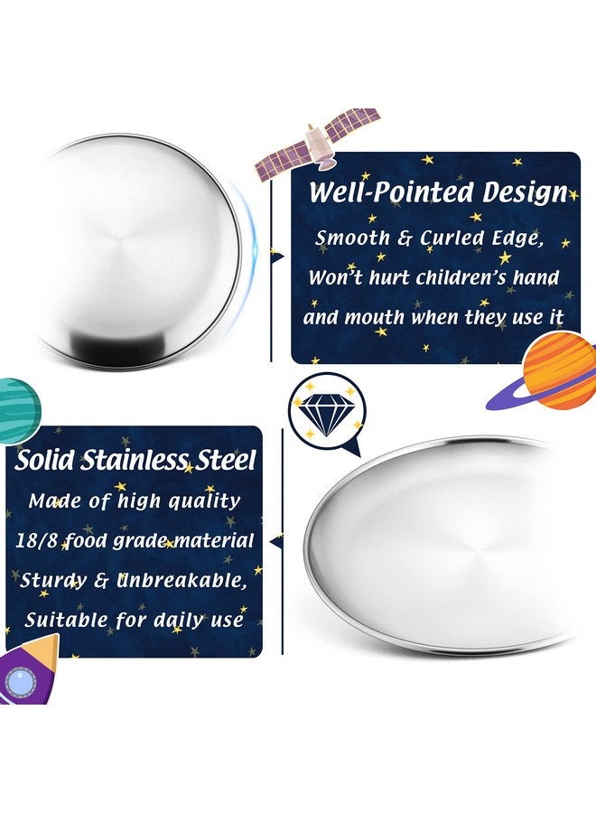 HaWare 6-Piece 18/8 Stainless Steel Plates, Metal 304 Dinner Dishes for Kids Toddlers Children, 9 Inch Feeding Serving Camping Plates, Reusable Dinnerware, Shatterproof & Non-toxic, Dishwasher Safe