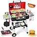 TooyBing Kids Play Kitchen Toys Kids BBQ Grill Playset with Smoke Sound Light 2Layer Barbecue Toy with Wheels Outdoor Play Food Toys Cooking Set for Toddlers 35 Birthday for Boys Girls - Image 3