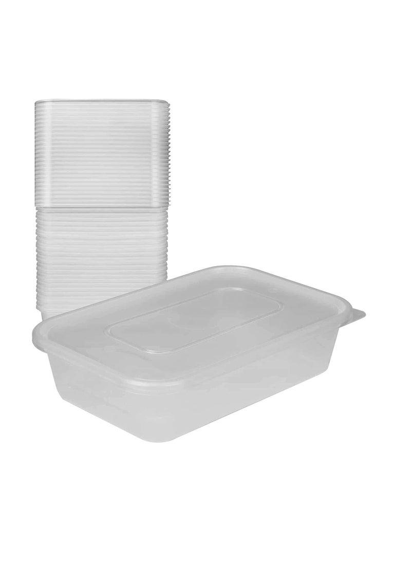 Core 500ml 100pc Microwaveable Plastic Containers with Lids Clear Disposable Food Containers Snap Lid Hotel Catering Reusable Takeaway Boxes  - Image 1