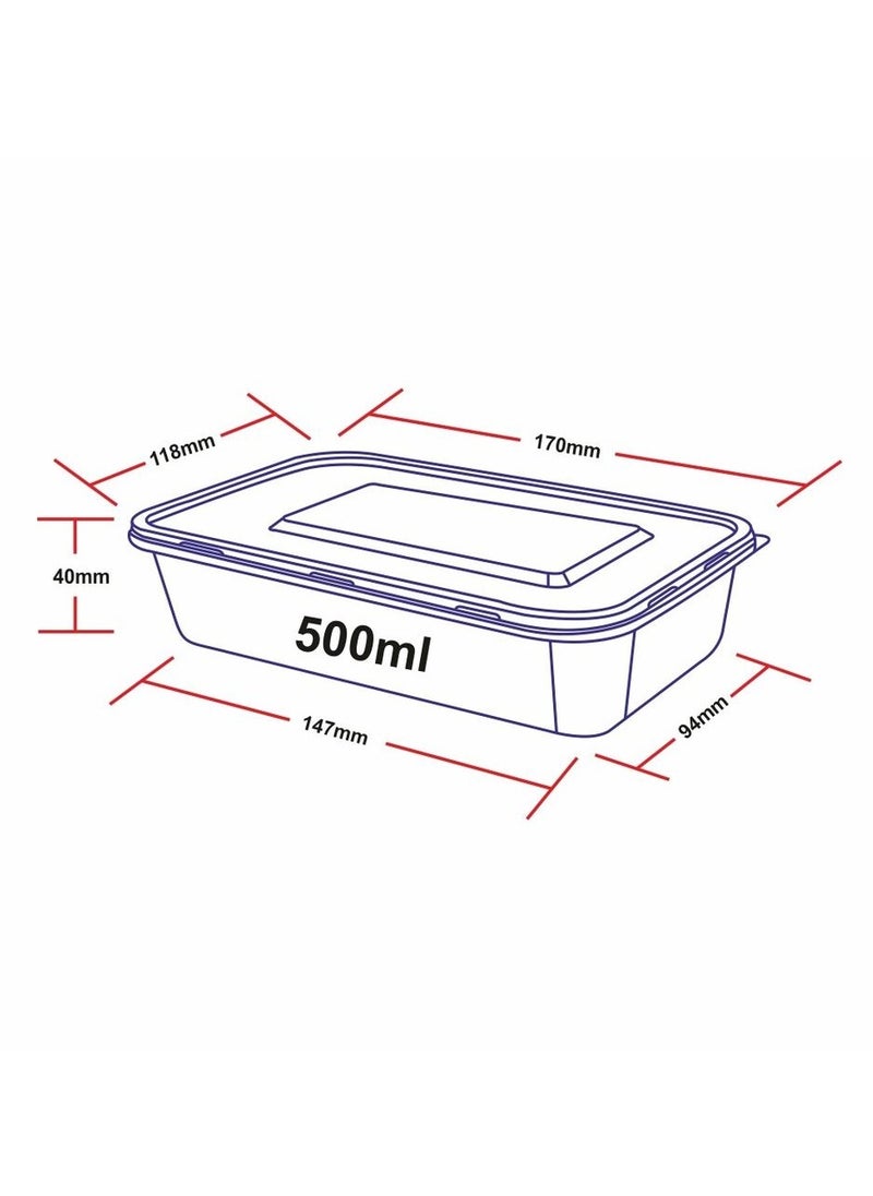 Core 500ml 100pc Microwaveable Plastic Containers with Lids Clear Disposable Food Containers Snap Lid Hotel Catering Reusable Takeaway Boxes  - Image 4