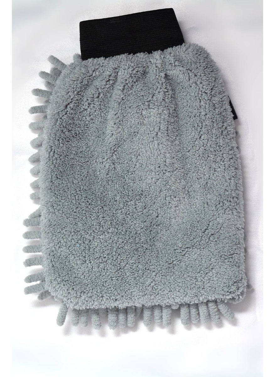 Spark (1 Piece) 7050 Microfiber Chenille Car Cleaning and Drying Glove 16X24 Cm. Grey  - Image 2
