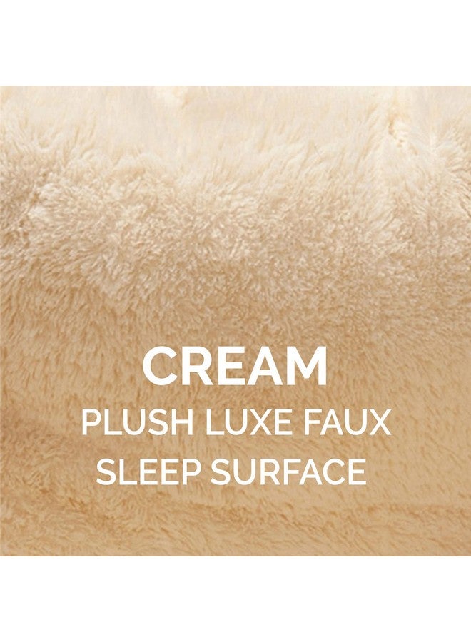 سرير دائري مُدفأ ذاتيًا للحيوانات الأليفة من Furhaven مقاس 20 بوصة للقطط والكلاب الصغيرة التي تعيش في المنزل، قابل للغسل بنسبة 100%، مناسب للحيوانات الأليفة التي يصل وزنها إلى 20 رطلاً - سرير فاخر من الفرو الصناعي من Hi Lo - كريمي، صغير - Image 5