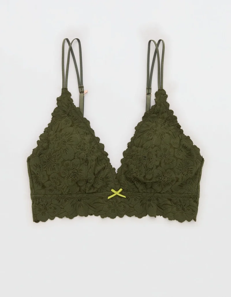 Aerie  Aerie Show Off Rosey Lace Padded Plunge Bralette for Women | Best Price UAE