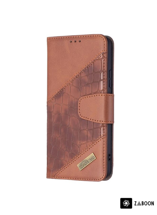 Zaboon Protective Case For Samsung Galaxy S22+ 5G Matching Color Crocodile Texture Leather  with Holder & Card Slots & Wallet - Image 2