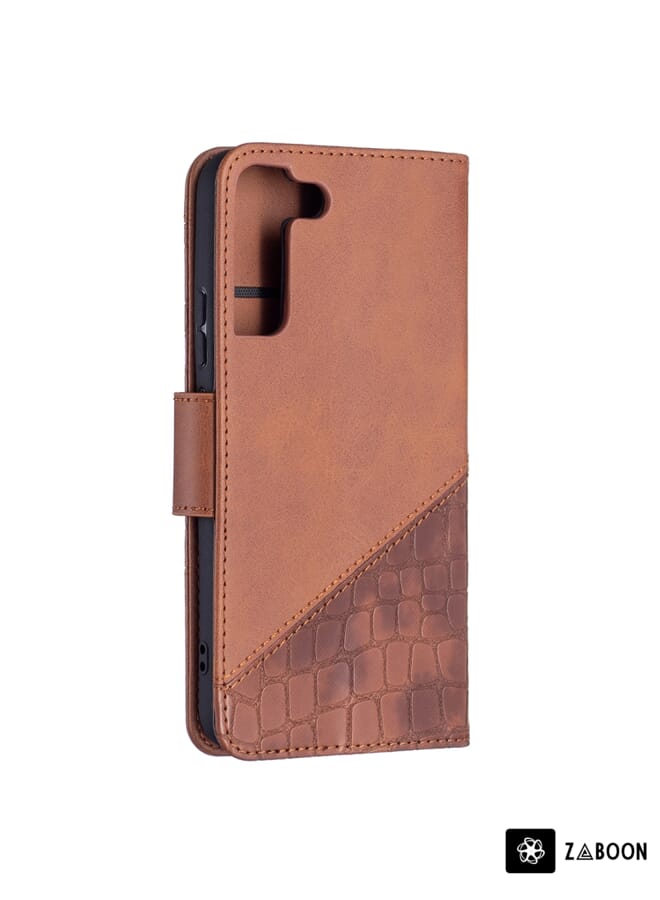 Zaboon Protective Case For Samsung Galaxy S22+ 5G Matching Color Crocodile Texture Leather  with Holder & Card Slots & Wallet - Image 3