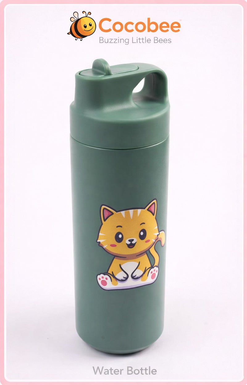 كوكوبي - ترمس مفرغ من الهواء من الفولاذ المقاوم للصدأ، مصنوع من مواد عالية الجودة، مانع للتسرب، خالي من الروائح، سعة 550 مل، مناسب لعمر 3 سنوات فأكثر - أخضر - Image 1