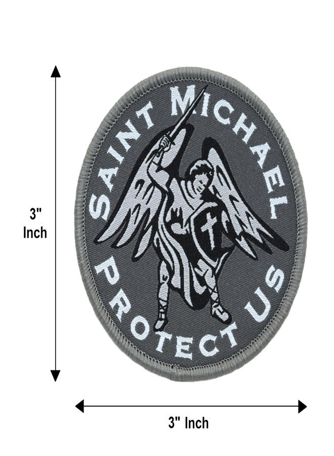 Great 1 Products Saint Michael “Protect Us” Military Tactical Patch Set (2-Pack) - Size Round 3” - Hook & Loop Fastener/Backing - Accessory for Clothing, Jackets, Hats, Backpacks - Image 3