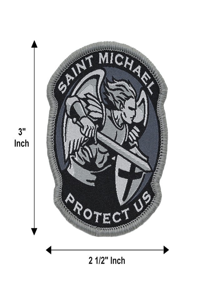 Great 1 Products Saint Michael “Protect Us” Military Tactical Patch Set (2-Pack) - Size Round 3” - Hook & Loop Fastener/Backing - Accessory for Clothing, Jackets, Hats, Backpacks - Image 4