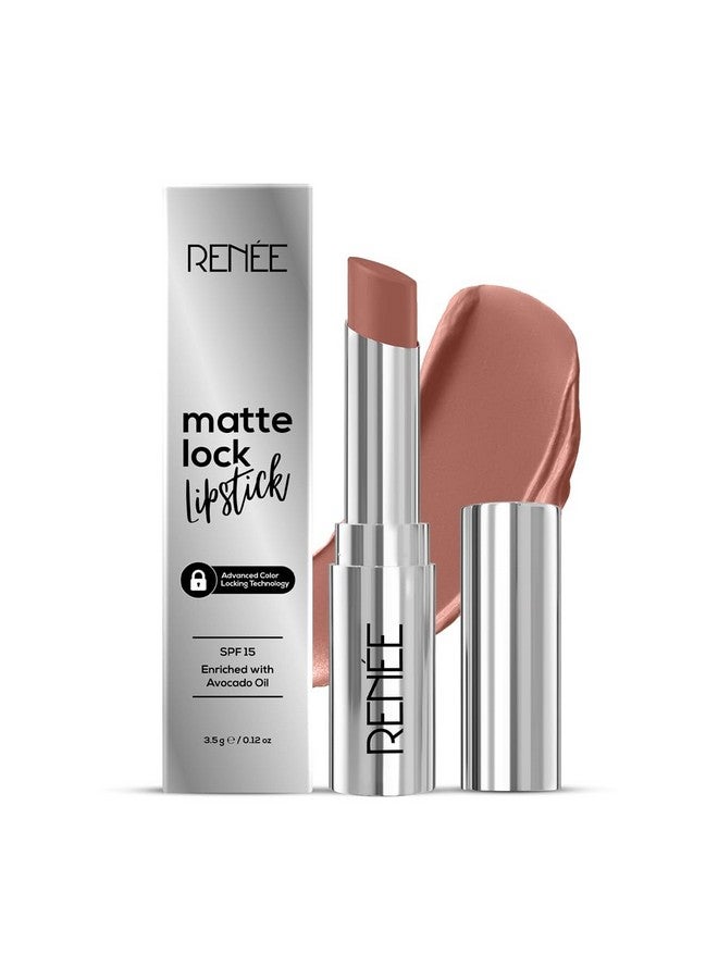 Renee Matte Lock Lipstick - Jazz, Moisturizing, Long Lasting & Weightless Formula, Intense Color Pay Off With Ultra-Matte Finish, Enriched With Avocado Oil, Vitamin E, D & Beta-Carotene, 3.5 Gm  - Image 1