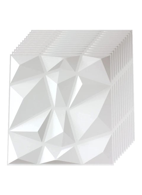 12 PCS 3D Wall Panels 3D Diamond Texture Wall Panels PVC Wallpaper Panels Wall Decoration Covering 50x50cm White